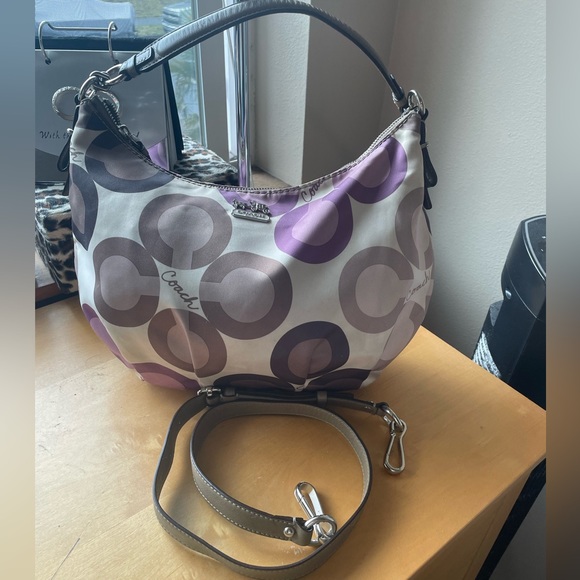 Coach Satin Poppy C convertible shoulder bag w/ crossbody strap - Picture 9 of 17